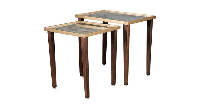 Khimkhwab Solid Wood Nested End Table - Set of 2 (Golden) by Urban Ladder - Cross View Design 1 - 526542