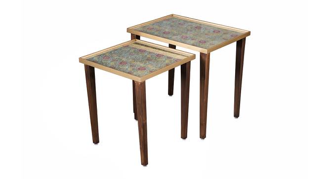 Khimkhwab Solid Wood Nested End Table - Set of 2 (Golden) by Urban Ladder - Front View Design 1 - 526554