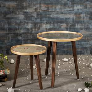 Round Table Design Khimkhwab Solid Wood Side Table in