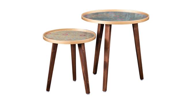 Khimkhwab Solid Wood Round Nested End Table - Set of 2 (Orange) by Urban Ladder - Cross View Design 1 - 526613