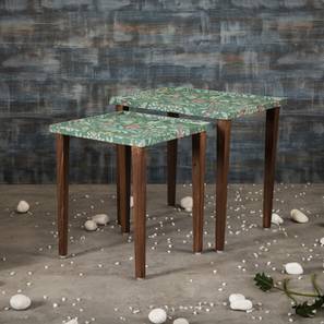 Heritage Solid Wood Side Table in Pu Paper Multicolor Finish-image-49