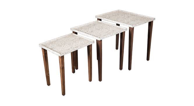 Chantilly Solid Wood Nested End Table in Paper Finish - Set of 3 (White, PU Paper Finish) by Urban Ladder - Front View Design 1 - 526688
