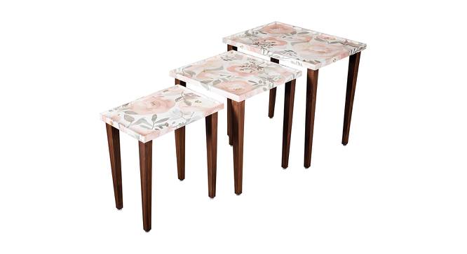 Blossom Solid Wood Rectangular Nested End Table in Paper Finish - Set of 3 (Pink, PU Paper Finish) by Urban Ladder - Front View Design 1 - 526696