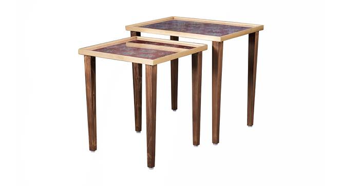 Peach Floral Motifs Solid Wood Nested End Table - Set of 2 (Pink) by Urban Ladder - Cross View Design 1 - 526747