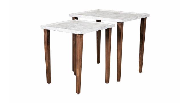 Leherein Solid Wood Nested End Table in Paper Finish - Set of 2 (White, PU Paper Finish) by Urban Ladder - Cross View Design 1 - 526750