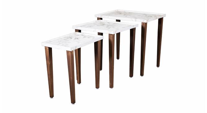 Tehni Solid Wood Nested End Table in Paper Finish - Set of 3 (White, PU Paper Finish) by Urban Ladder - Cross View Design 1 - 526751