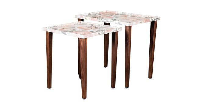 Blossom Solid Wood Rectangular Nested End Table in Paper Finish - Set of 2 (Pink, PU Paper Finish) by Urban Ladder - Cross View Design 1 - 526756