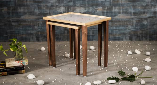 Seagull Solid Wood Nested End Table - Set of 2 (White) by Urban Ladder - Front View Design 1 - 526759