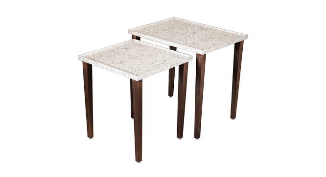 Chantilly Solid Wood Nested End Table in Paper Finish - Set of 2 (White, PU Paper Finish) by Urban Ladder - Front View Design 1 - 526762