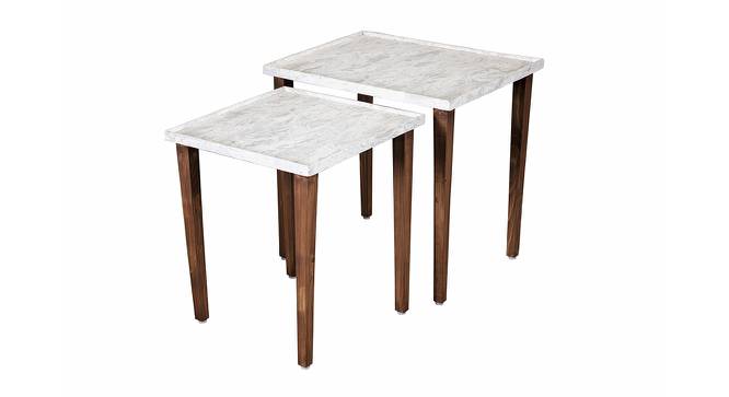 Leherein Solid Wood Nested End Table in Paper Finish - Set of 2 (White, PU Paper Finish) by Urban Ladder - Front View Design 1 - 526765