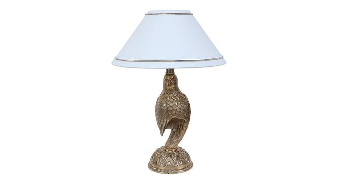 Elfie White Cotton Shade Table Lamp (Brass) by Urban Ladder - Front View Design 1 - 528266
