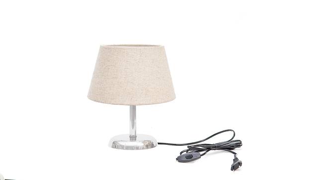 Silvina Beige Linen Shade Table Lamp With Nickel Metal Base (Nickel & Beige) by Urban Ladder - Front View Design 1 - 528639