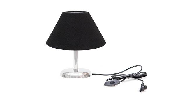 Elda Black Cotton Shade Table Lamp With Nickel Metal Base (Nickel & Black) by Urban Ladder - Front View Design 1 - 528641