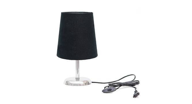 Roche Black Cotton Shade Table Lamp With Nickel Metal Base (Nickel & Black) by Urban Ladder - Front View Design 1 - 528643