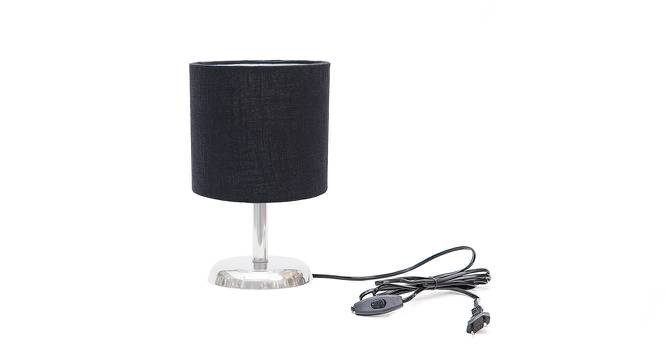 Gia Black Cotton Shade Table Lamp With Nickel Metal Base (Nickel & Black) by Urban Ladder - Front View Design 1 - 528677