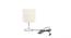 Janina Beige Linen Shade Table Lamp With Nickel Metal Base (Nickel & Beige) by Urban Ladder - Front View Design 1 - 528678