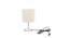 Amelda Beige Linen Shade Table Lamp With Nickel Metal Base (Nickel & Beige) by Urban Ladder - Front View Design 1 - 528679