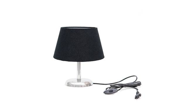 Gennaro Black Cotton Shade Table Lamp With Nickel Metal Base (Nickel & Black) by Urban Ladder - Front View Design 1 - 528685
