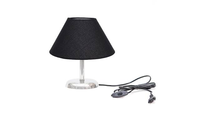 Gioia Black Cotton Shade Table Lamp With Nickel Metal Base (Nickel & Black) by Urban Ladder - Front View Design 1 - 528686