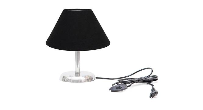 Fiamma Black Cotton Shade Table Lamp With Nickel Metal Base (Nickel & Black) by Urban Ladder - Front View Design 1 - 528689
