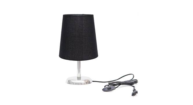 Donni Black Cotton Shade Table Lamp With Nickel Metal Base (Nickel & Black) by Urban Ladder - Front View Design 1 - 528691
