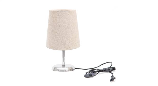 Teale Beige Linen Shade Table Lamp With Nickel Metal Base (Nickel & Beige) by Urban Ladder - Front View Design 1 - 528694