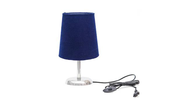 Gioconda Blue Cotton Shade Table Lamp With Nickel Metal Base (Nickel & Blue) by Urban Ladder - Front View Design 1 - 528695
