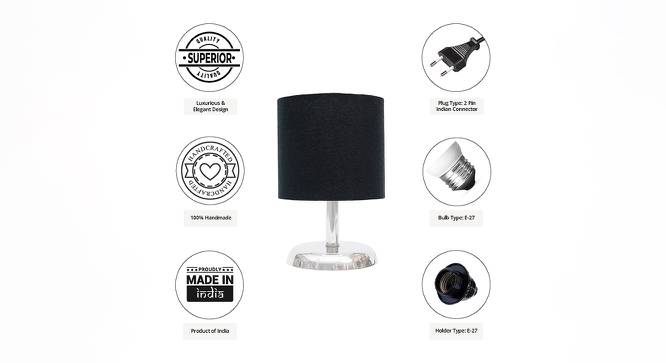 Capree Black Cotton Shade Table Lamp With Nickel Metal Base (Nickel & Black) by Urban Ladder - Cross View Design 1 - 528701
