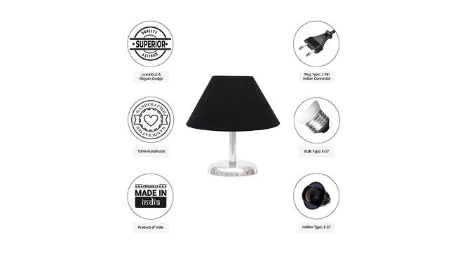 Fiamma Black Cotton Shade Table Lamp With Nickel Metal Base (Nickel & Black) by Urban Ladder - Cross View Design 1 - 528709
