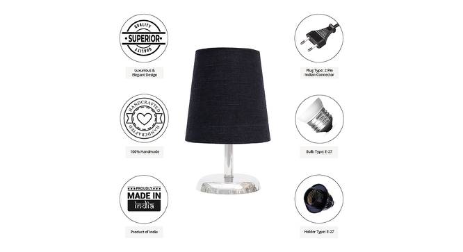 Emidio Black Cotton Shade Table Lamp With Nickel Metal Base (Nickel & Black) by Urban Ladder - Cross View Design 1 - 528712