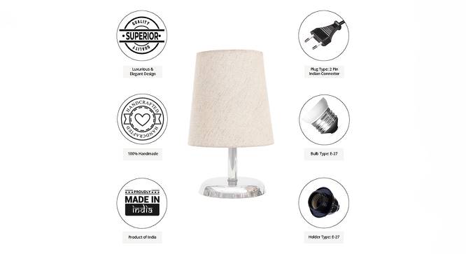 Onofre Beige Linen Shade Table Lamp With Nickel Metal Base (Nickel & Beige) by Urban Ladder - Cross View Design 1 - 528713