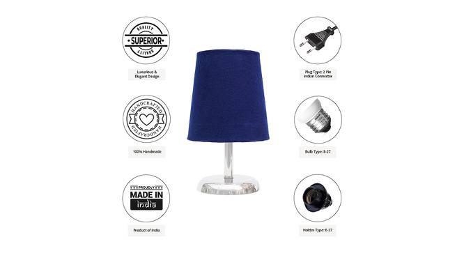 Gioconda Blue Cotton Shade Table Lamp With Nickel Metal Base (Nickel & Blue) by Urban Ladder - Cross View Design 1 - 528715