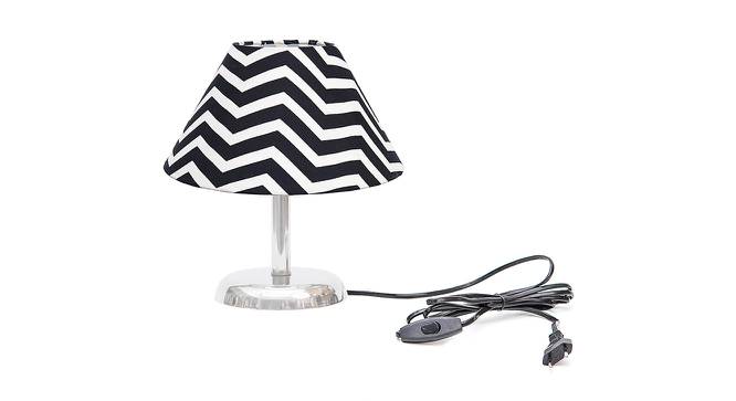 Erminio Black & White Cotton Shade Table Lamp With Nickel Metal Base by Urban Ladder - Front View Design 1 - 528762