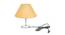 Caprice Gold Cotton Shade Table Lamp With Nickel Metal Base (Nickel & Gold) by Urban Ladder - Front View Design 1 - 528763