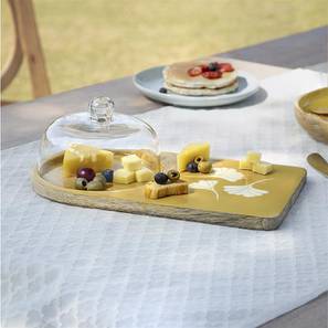 Trays Platters Design Uriah Platter With Glass Cloche (Yellow, Set of 1 Set)