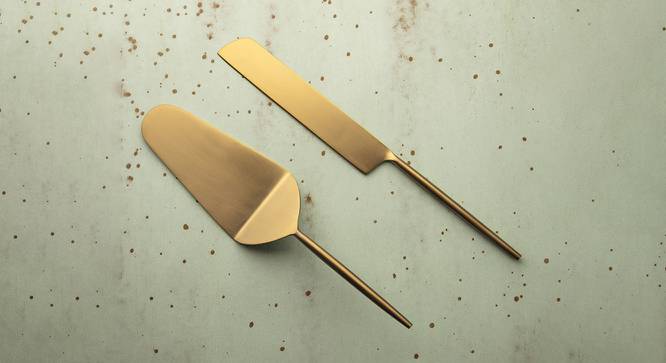 Alonso Cake Server - Set of 2 (Gold) by Urban Ladder - Front View Design 1 - 529771
