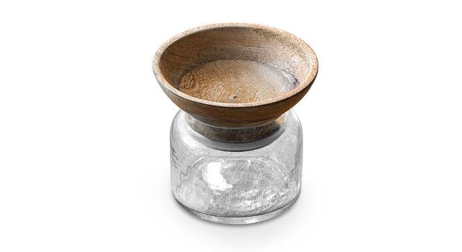 Emmitt Glass Jar with Wooden Bowl (Clear) by Urban Ladder - Cross View Design 1 - 530193