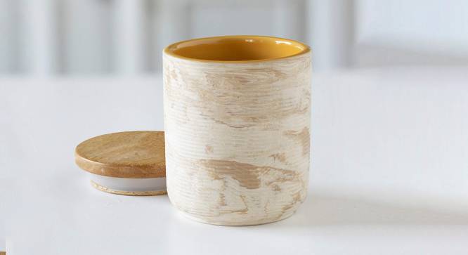 Axl Jar with Wooden Lid (Beige) by Urban Ladder - Cross View Design 1 - 530378