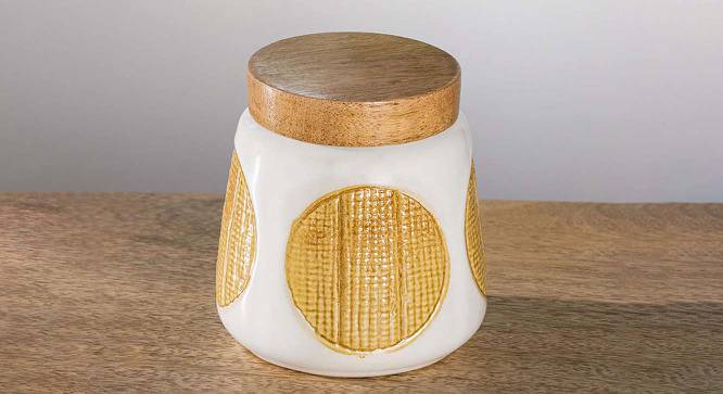 Lee Jar with Wooden Lid (Cream) by Urban Ladder - Front View Design 1 - 530411