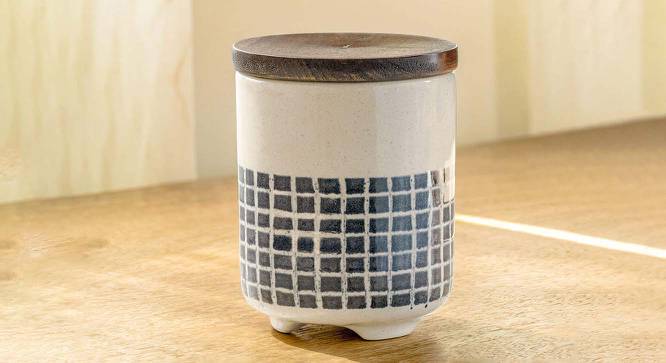 Valentin Jar with Wooden Lid (Cream) by Urban Ladder - Front View Design 1 - 530412
