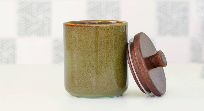 Wayne Jar With Wooden Lid (Green) by Urban Ladder - Cross View Design 1 - 530483