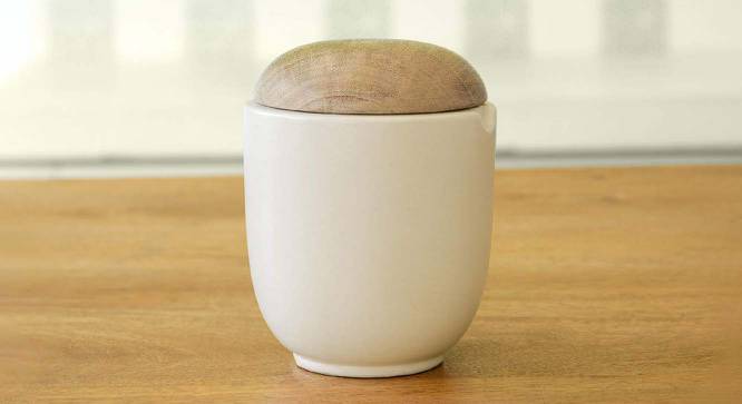 Gatlin Jar with Wooden Lid (Egg Shell) by Urban Ladder - Cross View Design 1 - 530485
