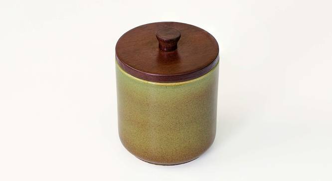 Benicio Jar With Wooden Lid (Green) by Urban Ladder - Front View Design 1 - 530515