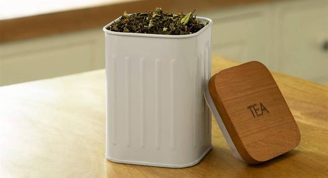 Ira Tea Container with Wooden Lid (English Grey) by Urban Ladder - Front View Design 1 - 530518