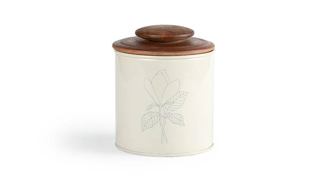 Hassan Canister with Wooden Lid (Egg Shell) by Urban Ladder - Cross View Design 1 - 530582