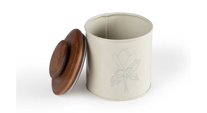 Hassan Canister with Wooden Lid (Egg Shell) by Urban Ladder - Front View Design 1 - 530609