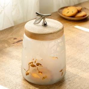 Kitchen Organizers Design Remi Jar with Wooden Lid (White)