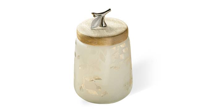 Remi Jar with Wooden Lid (White) by Urban Ladder - Cross View Design 1 - 530653
