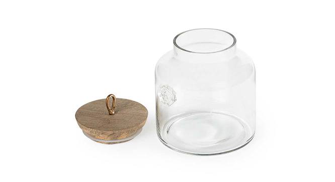 Braden Jar with Wooden Lid (Clear) by Urban Ladder - Front View Design 1 - 530695