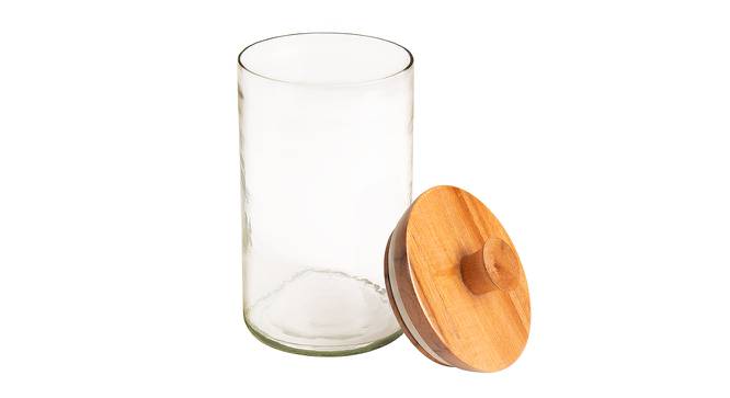 Ameer Jar with Wooden Lid (Clear) by Urban Ladder - Front View Design 1 - 530700